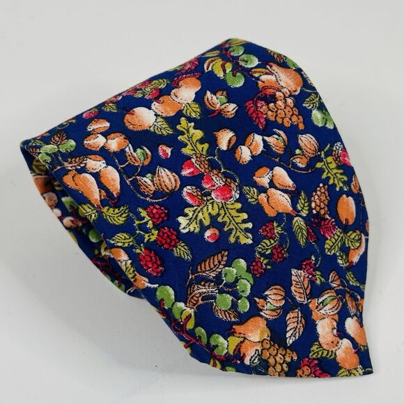 Jos A Bank Vintage 100% Silk Necktie Tie Floral Fruit Print 56 3/4 x 3 1/2 - Picture 1 of 3